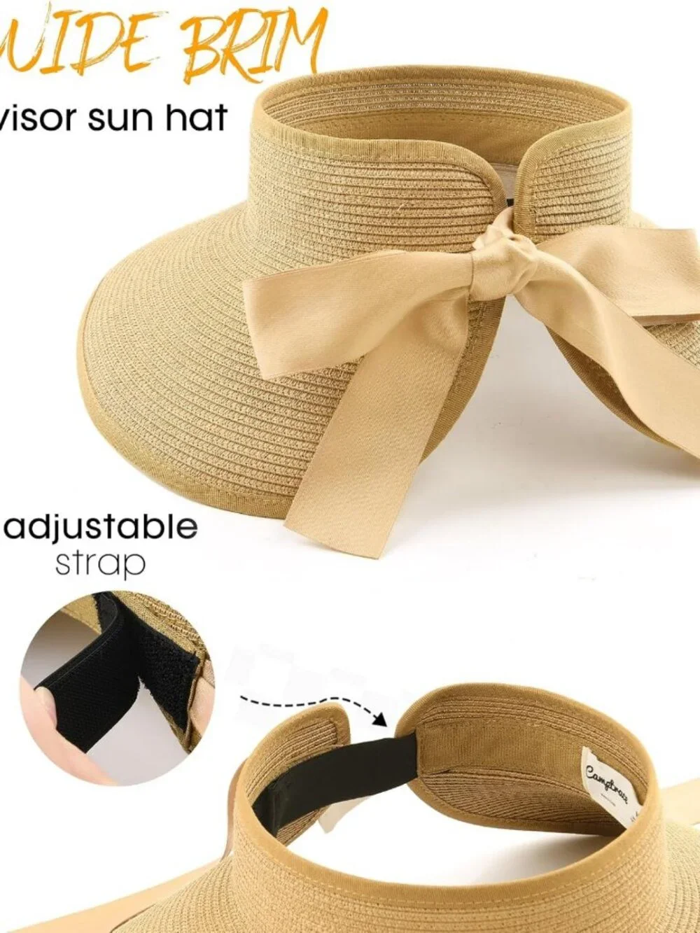 Stylish Women's Straw Sun Visor Hat - UPF Protection, Wide Brim, Perfect for